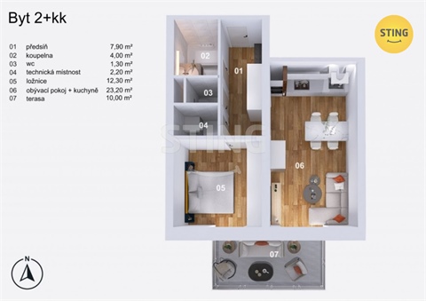 Prodej bytu 2kk, 51 m² 6