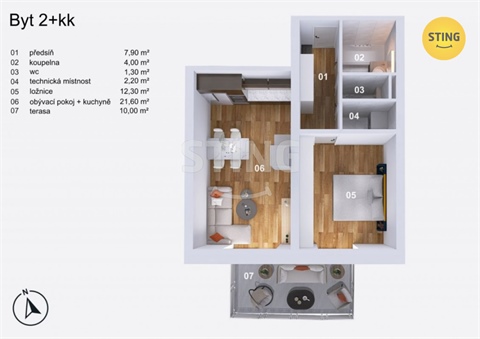 Prodej bytu 2kk, 49 m² 6