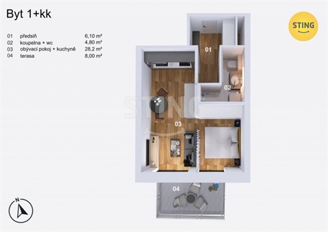 Prodej bytu 1kk, 39 m² 6