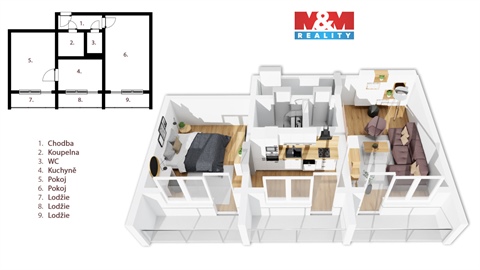 Pronájem bytu 2+1, 54 m² 0