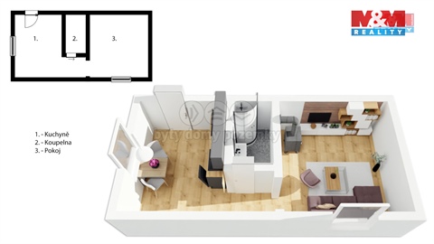 Prodej bytu 1+1, 35 m² - 0