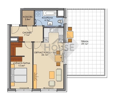 Prodej bytu 1kk, 60 m² 2