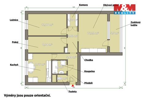 Pronájem bytu 3+1, 62 m² 2