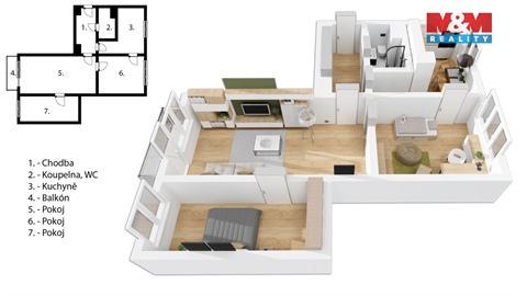 Pronájem bytu 3+1, 69 m² - 0