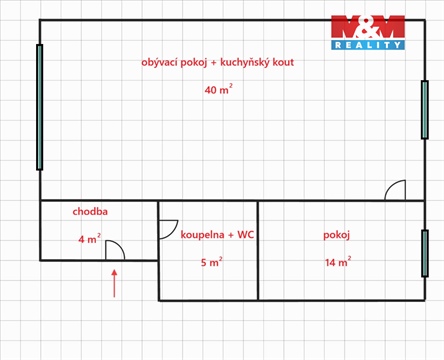 Pronájem bytu 2kk, 63 m² 8