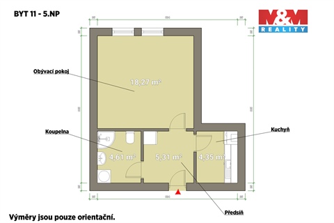 Pronájem bytu 1+1, 33 m² - 2