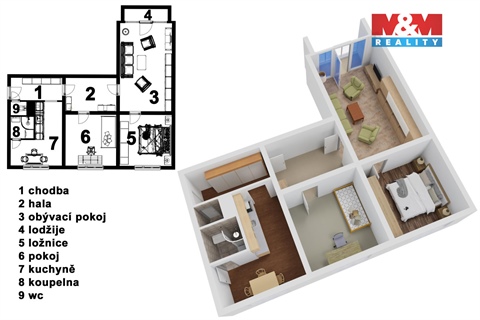 Pronájem bytu 3+1, 73 m² - 2