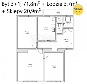 Prodej bytu 3+1, 72 m² 16