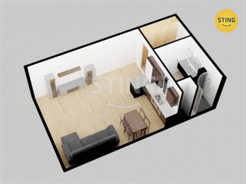 Pronájem bytu 1kk, 32 m² - 0