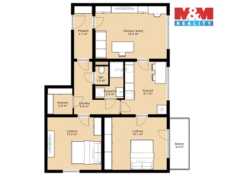 Prodej bytu 3+1, 72 m² - 14