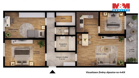 Prodej bytu 3+1, 74 m² - 2