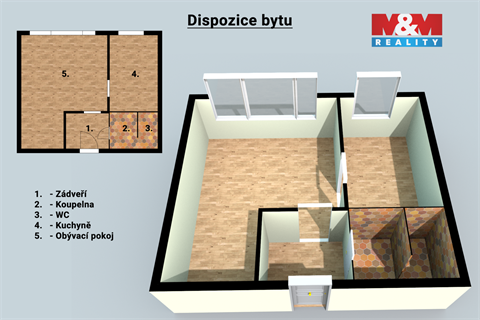 Pronájem bytu 1+1, 33 m² 6