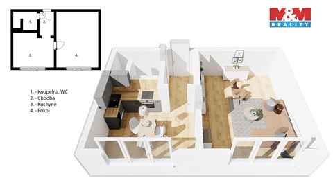 Prodej bytu 1+1, 37 m² - 0