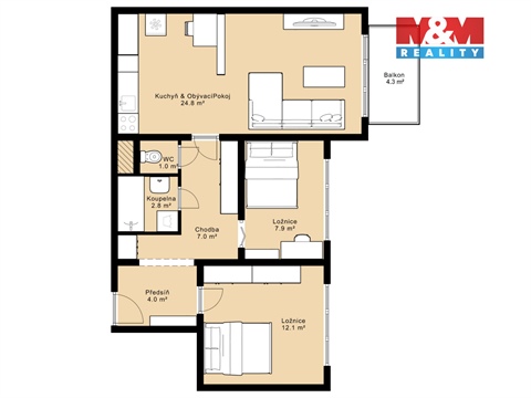 Prodej bytu 3kk, 60 m² 12