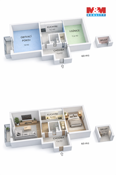 Pronájem bytu 2+1, 58 m² - 18
