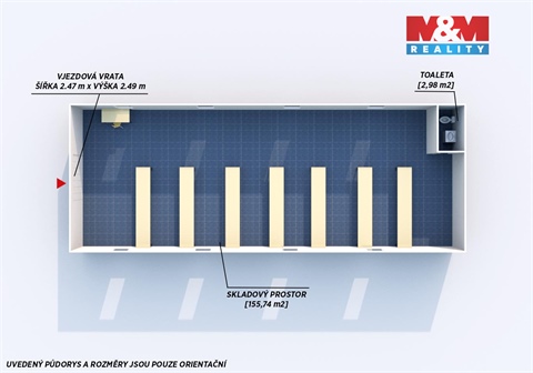 Pronájem skladu / haly, 155 m² 2