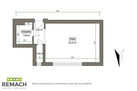 Pronájem bytu 1kk, 32 m² - 6