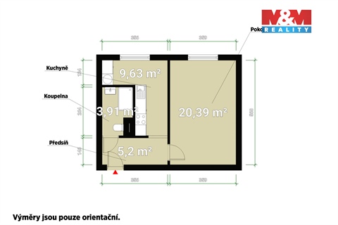 Pronájem bytu 1+1, 39 m² 2