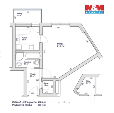 Pronájem bytu 1+1, 43 m² 6