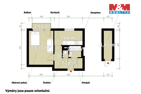 Pronájem bytu 1+1, 34 m² - 4