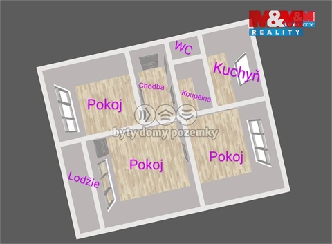 Pronájem bytu 3+1, 72 m² - 6