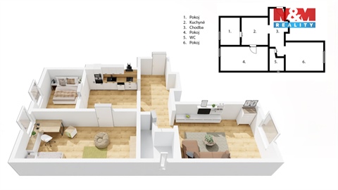 Prodej bytu 2+1, 59 m² - 0