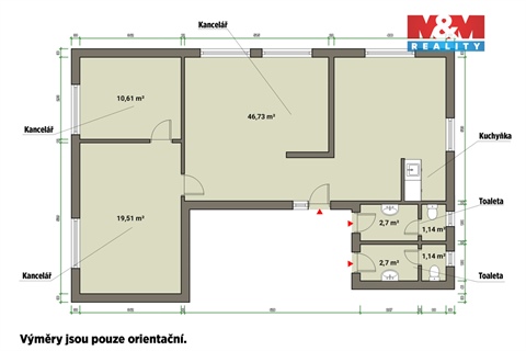 Pronájem kanceláře, 80 m² - 0