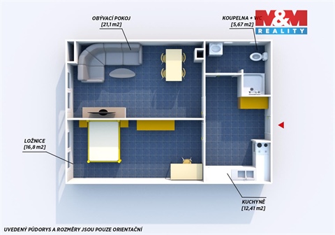 Pronájem bytu 2kk, 56 m² - 2