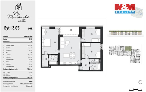 Prodej bytu 4kk, 109 m² - 0