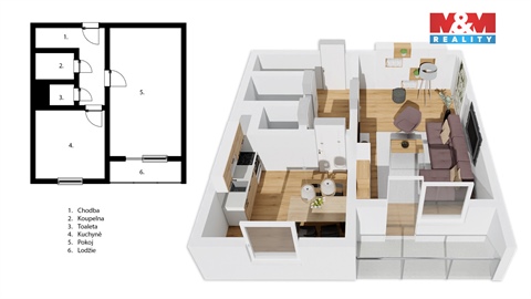 Prodej bytu 1+1, 39 m² - 2