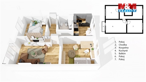 Prodej bytu 3+1, 64 m² - 0