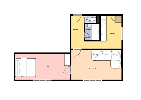 Pronájem bytu 2+1, 55 m² 2