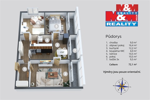 Prodej bytu 3+1, 62 m² - 2
