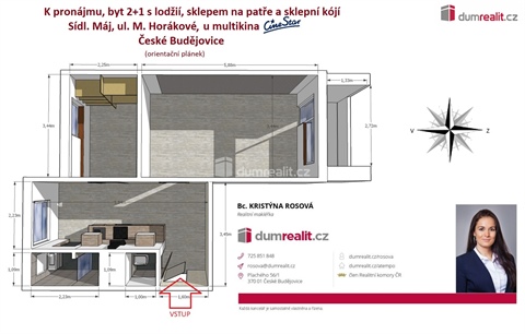 Pronájem bytu 2+1, 52 m² 2