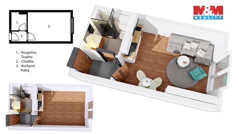 Prodej bytu 1kk, 24 m² 2