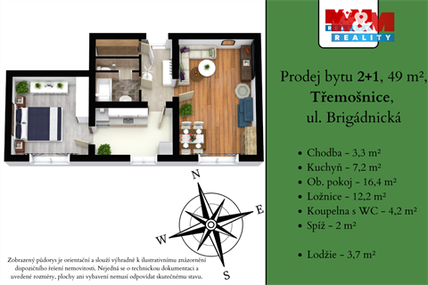 Prodej bytu 2+1, 49 m² - 2