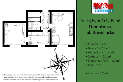 Prodej bytu 2+1, 49 m² - 0