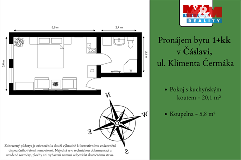 Pronájem bytu 1kk, 26 m² - 8