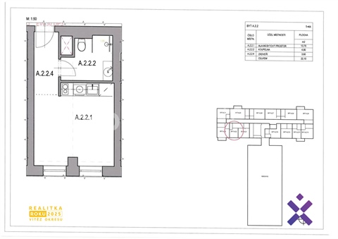 Pronájem bytu 1kk, 22 m² - 4