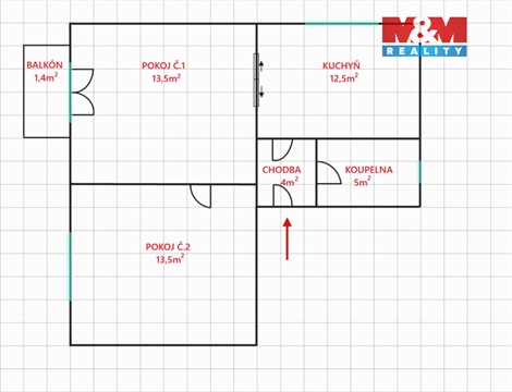 Pronájem bytu 2+1, 46 m² - 8