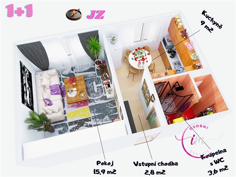 Pronájem bytu 1+1, 31 m² - 8