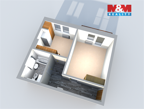 Pronájem bytu 1+1, 33 m² 2