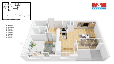 Pronájem bytu 2kk, 74 m² - 0