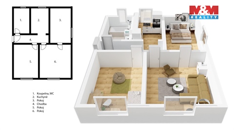 Prodej bytu 3+1, 59 m² - 2