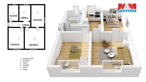Prodej bytu 3+1, 71 m² - 0