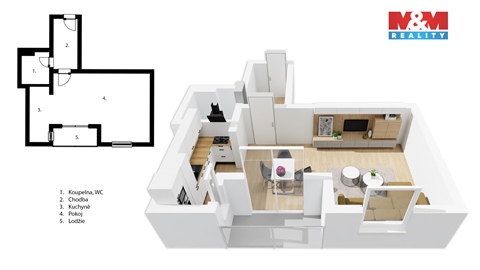 Prodej bytu 1kk, 38 m² - 0