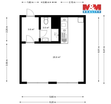 Pronájem bytu 1kk, 33 m² - 4