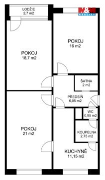 Pronájem bytu 3+1, 82 m² - 14