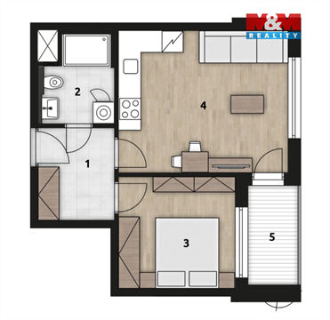 Pronájem bytu 2kk, 45 m² - 8