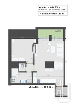 Pronájem bytu 2kk, 48 m² - 10